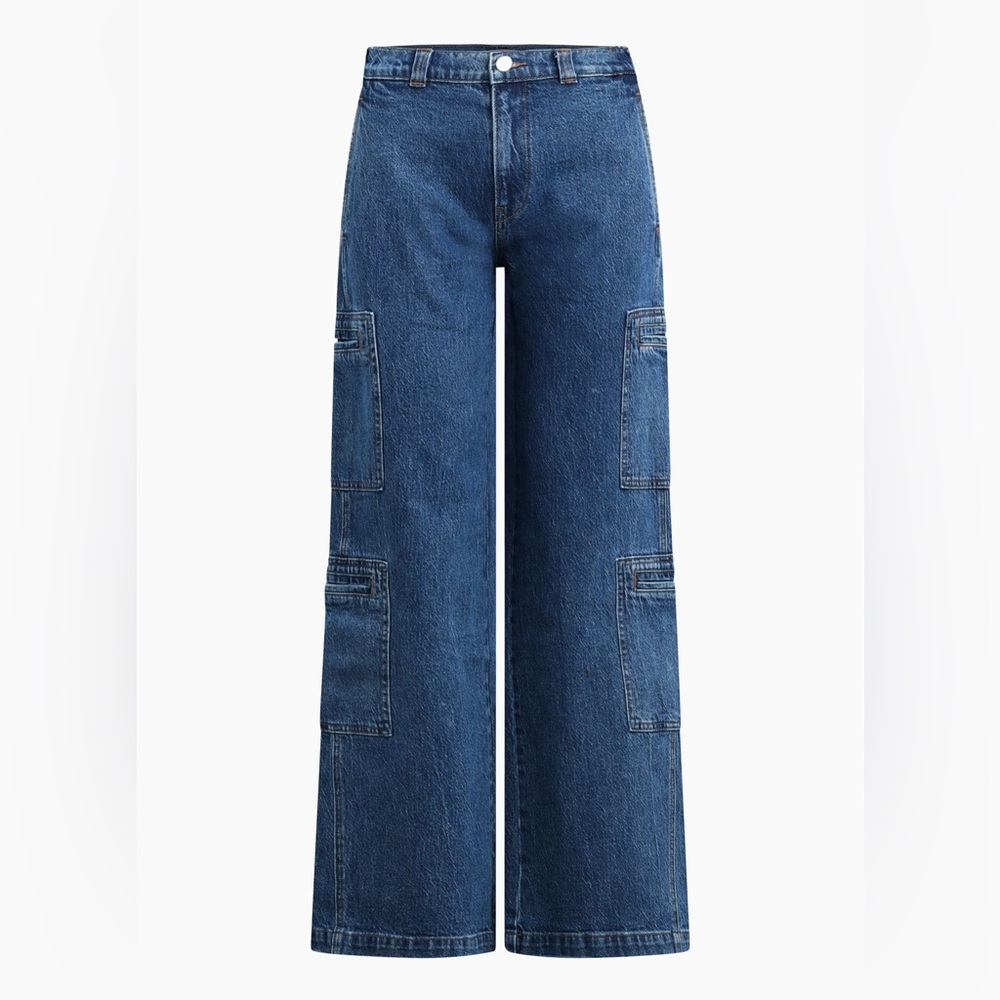 HUDSON Women’s High Rise Cargo Wide Leg Denim Jeans Blue 27 NWT - Picture 3 of 16